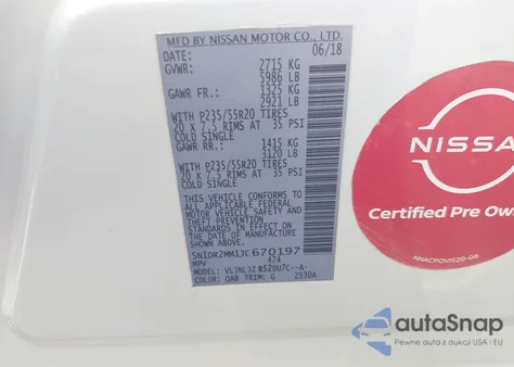 2018 Nissan Pathfinder Platinum из США, поврежденный, VIN 5N1DR2MM1JC670197